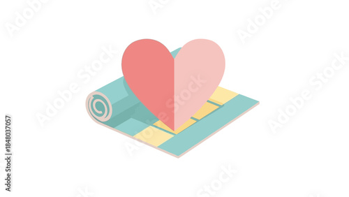 romantic symbol of love and affection crafted as a heart-shaped paper sculpture on a colorful