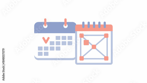 schedule management and planning icons illustrating digital calendar and task organization