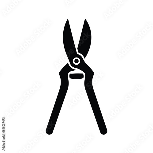Professional Garden Bypass Pruners Silhouette Vector Illustration