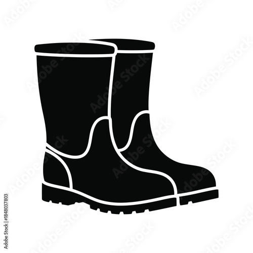 Rubber Gardening Boots Silhouette Vector Illustration