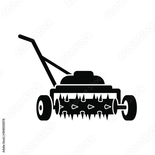 Spike Lawn Aerator Machine for Garden Maintenance Vector Illustration