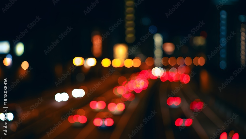 Fototapeta premium Abstract Traffic Light and car light Trails at Night blur