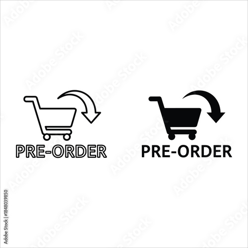 Shopping cart with preorder text and arrows black white