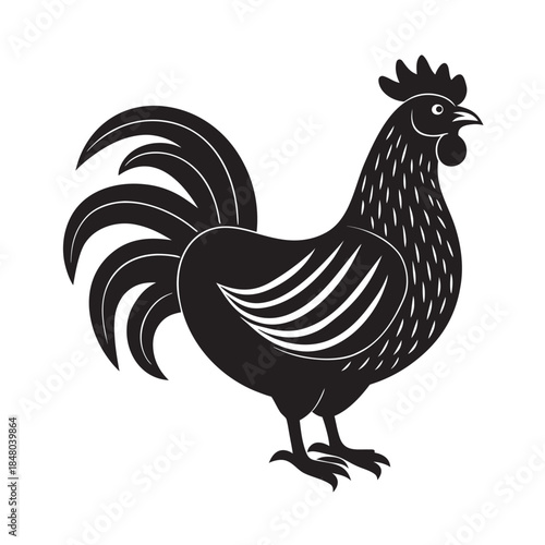 Paper Cut Rooster Folk Bird Silhouette