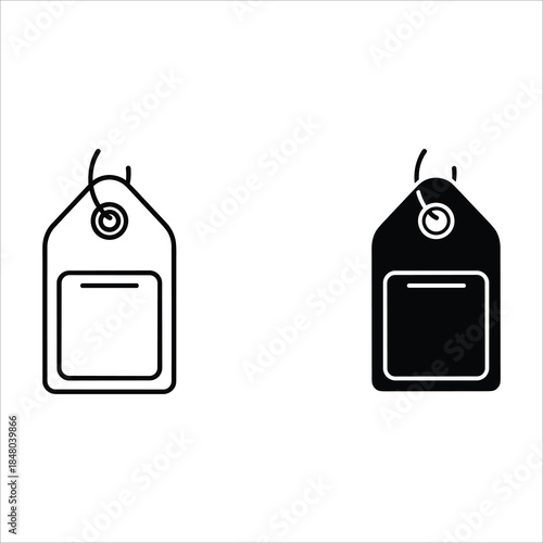 Two price tags with one black and one white outline