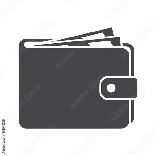 Dark gray wallet icon with cash