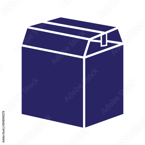 Blue carton box with open flap