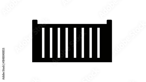 Silhouette of a Baby Crib with Spindles and Side Rails in Minimalist Style