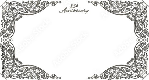 25th anniversary frame design elegant vintage border certificate invitation template elegant scrollwork
