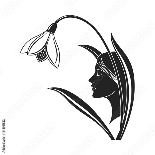 Silhouette woman with flower