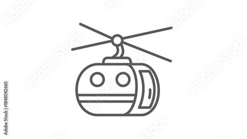 Aerial Lift Icon: A minimalist icon of an aerial lift, cable car, depicting the transport, for recreation or transportation. Conveying a sense of movement.