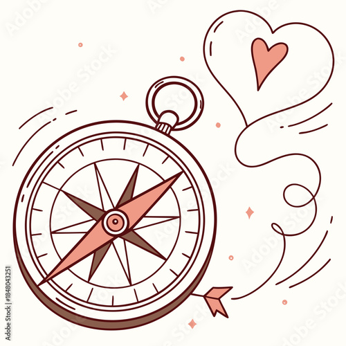 Compass Pointing To Heart Love Direction Concept SVG Vector Illustration 31