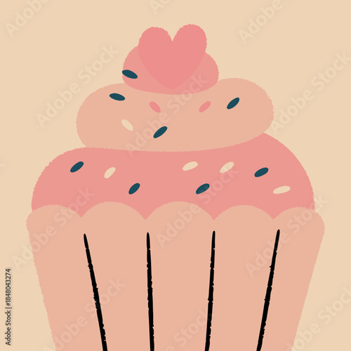 Cupcake With Heart Topping Cute Valentine Vector SVG Vector Illustration 16
