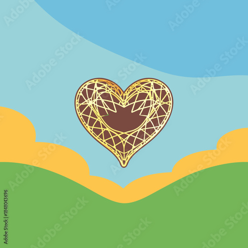 Luxury Valentine Campaign Gold Line Heart On Dar SVG Vector Illustration 44