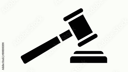Silhouette of a judicial gavel symbolizing law, justice, and legal proceedings in minimalistic style
