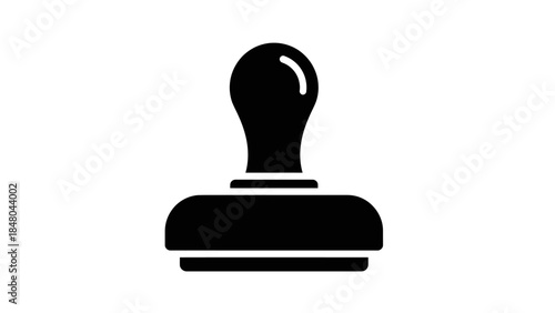 Simple black rubber stamp icon with hollow handle illustrating marking tool for official approvals