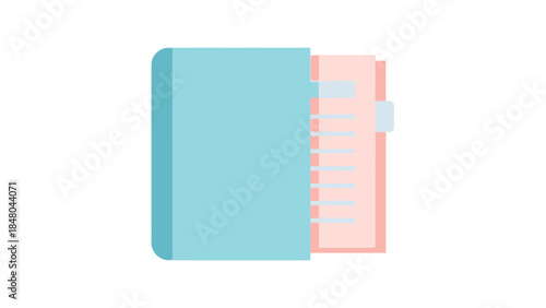 Simple Illustration of a Blue and Pink Folder with Document Tabs for Organization
