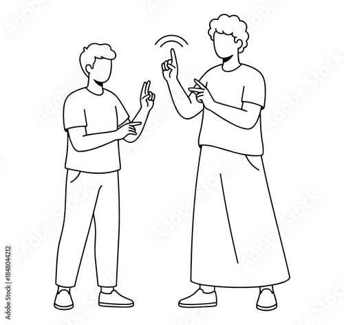 Two people communicating with hand gestures