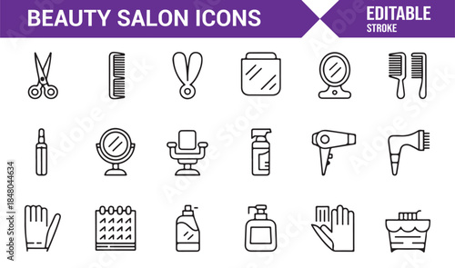 Beauty and hairdresser service icons in editable vector format