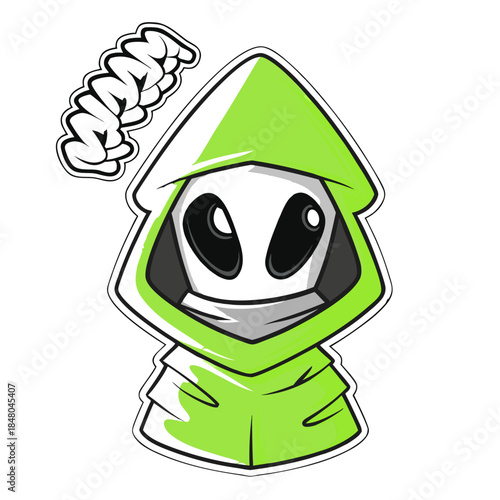 Dark Edgy Hooded Mascot Character – Vector T-Shirt Art