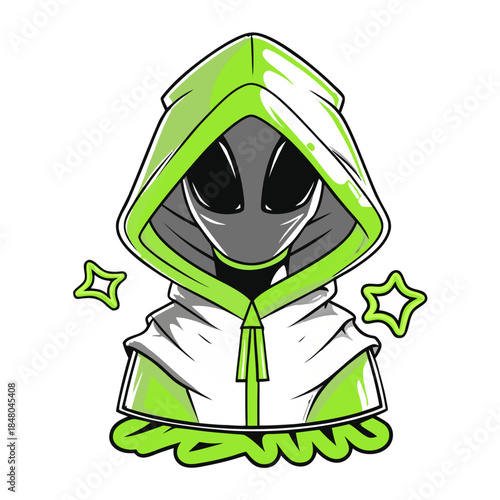 Dark Edgy Hooded Mascot Character – Vector T-Shirt Art