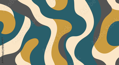 Abstract wavy organic fluid shapes seamless pattern design