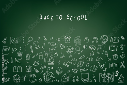 Back to School Chalkboard Design with Educational Icons