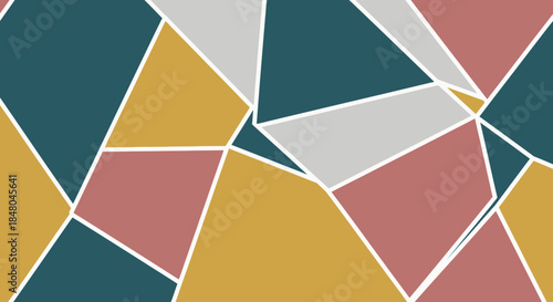 Abstract geometric pattern with colorful polygonal shapes and white lines