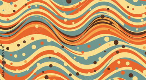 Colorful Wavy Lines and Dots Pattern.