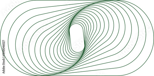 Abstract Green Flowing Line Wave on White Background