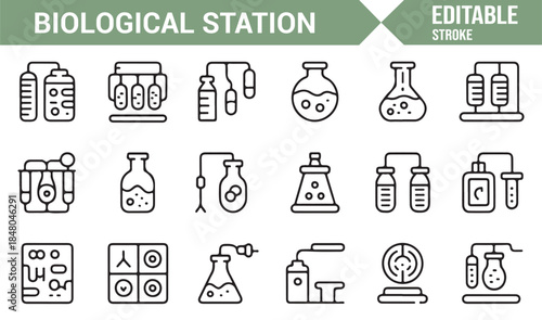 Minimal biology research and lab symbols for medical design