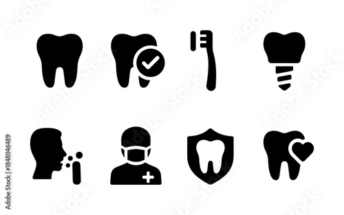 Collection of dental care and health icons with a clean, modern, and professional aesthetic