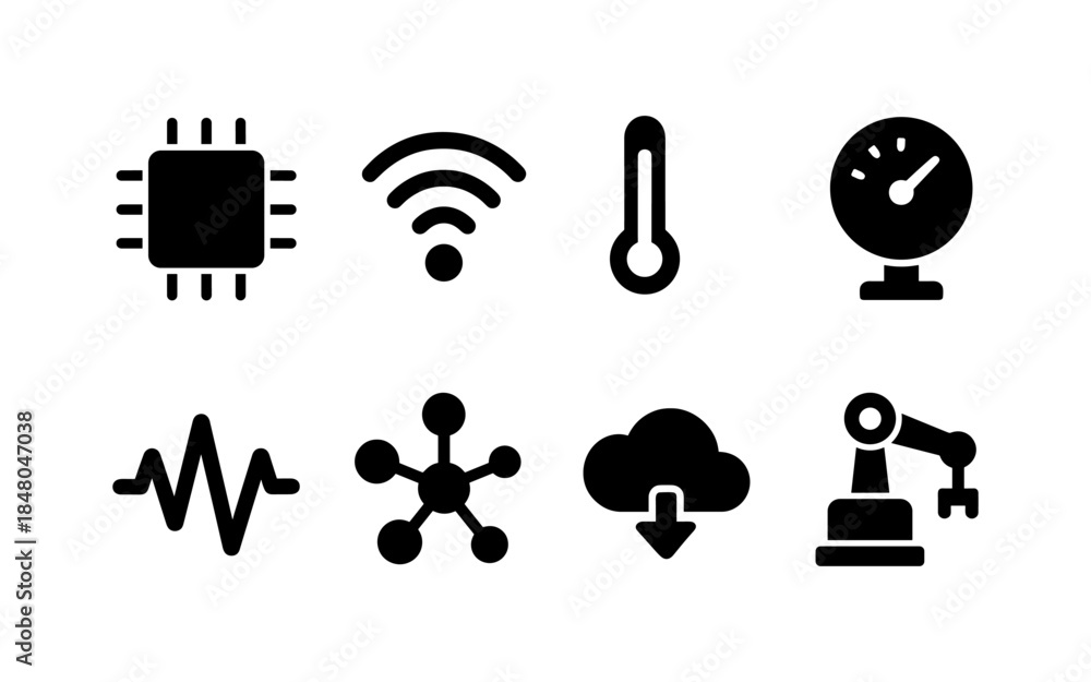 Obraz premium Collection of modern technology and industry icons on a white background