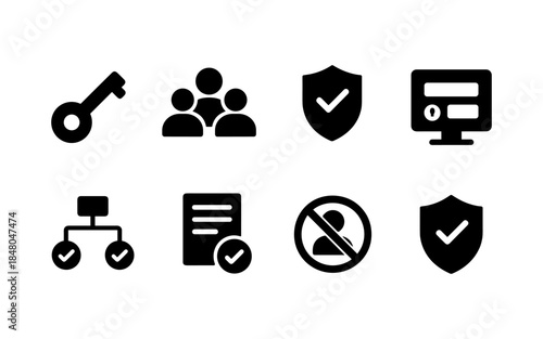 Collection of security and access control icons in a grid layout