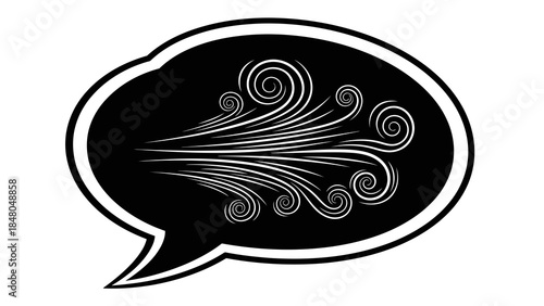 Speech bubble with swirling wind illustration