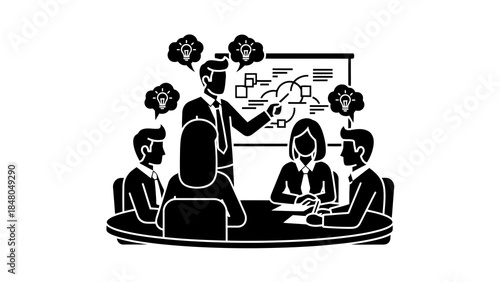 Team brainstorming session with ideas emerging