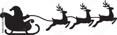 christmas reindeer with sleigh silhouette vector art