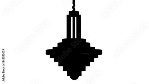 Stylized silhouette of a hanging geometric light fixture
