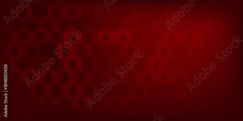 Abstract dark red background with hexagon lines. Vector illustration