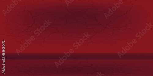 Abstract red pedestal podium 3D design and dark red background.