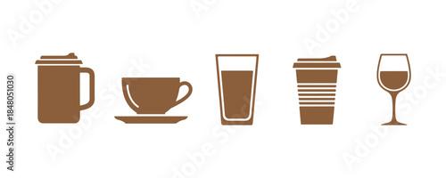 Coffee cup glyph. Tea cup symbol. Juice glyph. Colorful coffee mug illustration. Vector design


