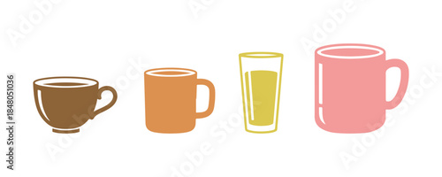 Glyph of a coffee cup. Icon of a tea cup. Juice glyph. A colorful coffee mug. Vector illustration


