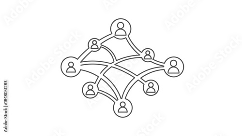 Simplified Line Icon Representing a Network of Connected People for Collaboration and Communication