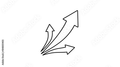 Simplistic Illustration of Multiple Directional Arrows Showing Movement and Expansion