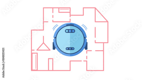 smart robotic vacuum cleaner navigating a floor plan with precise mapping technology