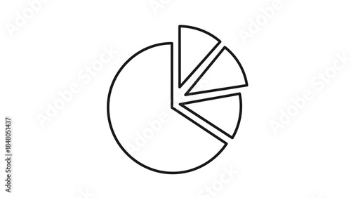 Simplistic pie chart with six segmented slices illustrating data distribution with minimalistic