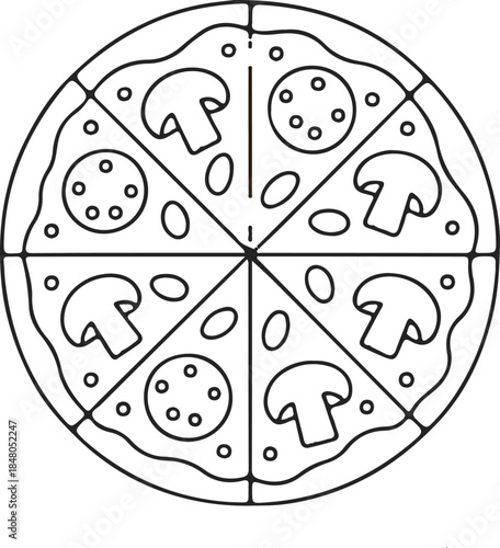 pizza isolated in White Background, pizza vector, Flat lay vector illustration. vector illustration of pizza with vegetables.