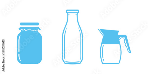 Bottle design. Milk bottle design. Group of milk jar designs
