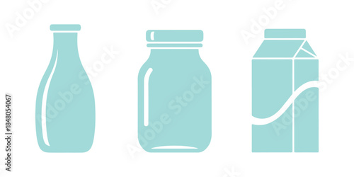 Bottle illustration. Milk bottle illustration. Set of milk jar illustrations

