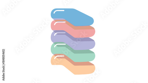 Stacked Colorful Laundry Clothes Illustrating Washing and Sorting Concept in Minimalist Style